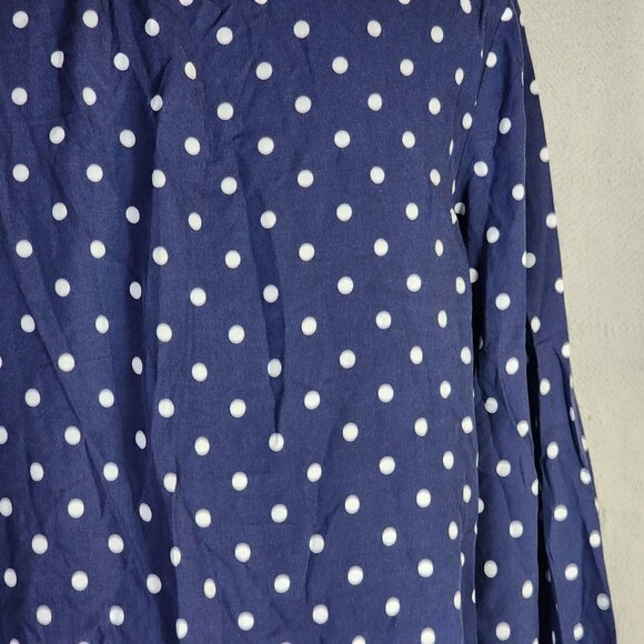 Old Navy Navy Blue White Polka Dot V Neck Pull On Long Sleeve Rayon Top Size S - Picture 12 of 16